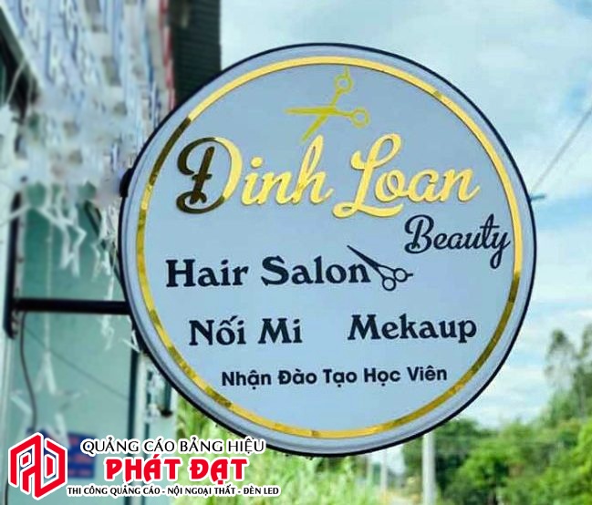 Mẫu biển hiệu hộp đèn hút nổi tiệm salon tóc - Bảng hiệu vẫy ngoài trời mới nhất