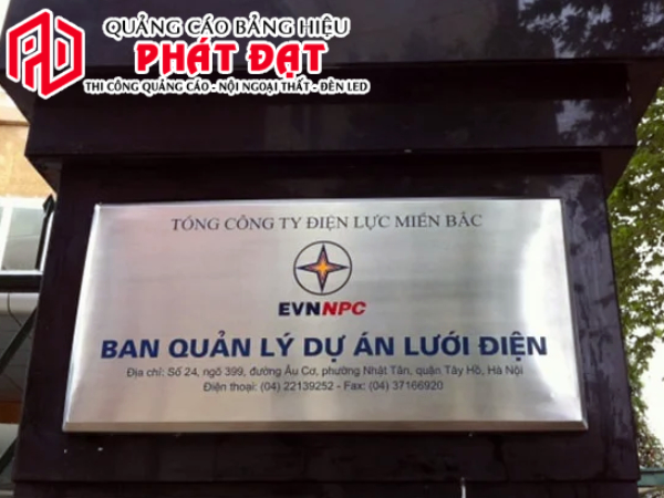 Mẫu biển hiệu inox công ty điện lực - Làm bảng hiệu công ty chất lượng