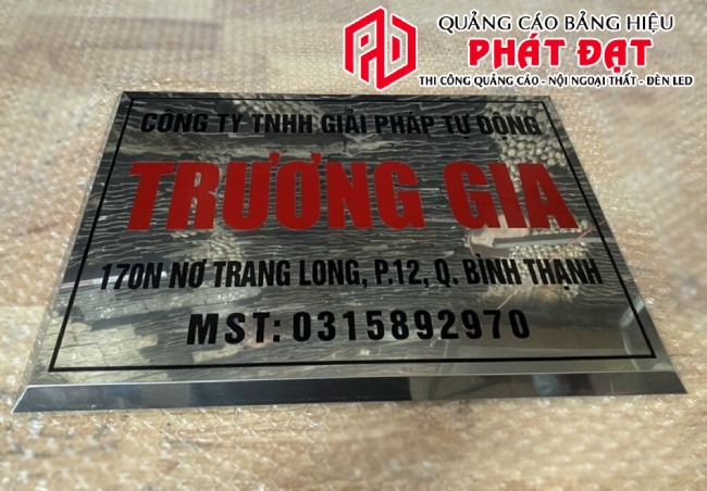 Mẫu biển tên công ty inox gương sáng đẹp