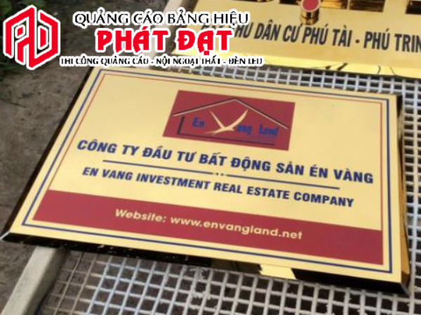 Mẫu biển tên công ty inox vàng chất lượng