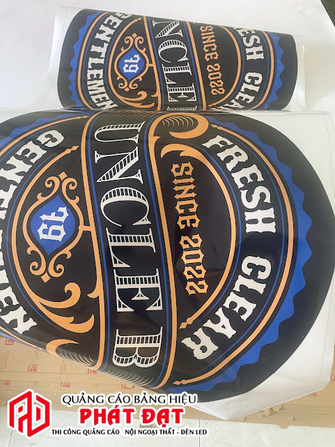 thi công bảng hiệu cắt tóc nam uncle B - in decal