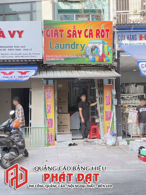 Bảng hiệu giặt sấy cà rốt sau khi hoàn thành